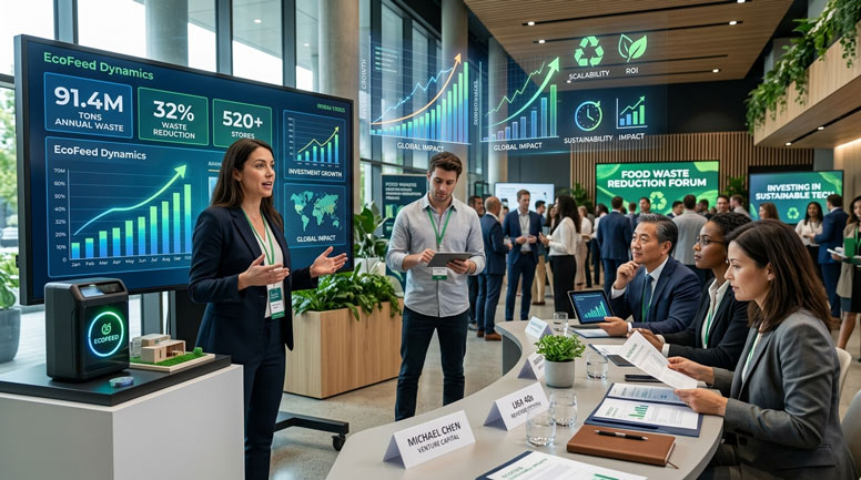 نمایشگاه تخصصی فناوری‌های کاهش ضایعات غذایی و افرادی که با کارت شناسایی، میان غرفه‌ها و نشست‌های کاری در حال رفت‌وآمد هستن