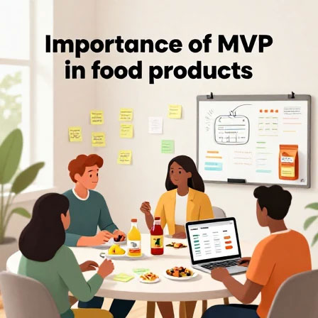 کارگاه ایده‌پردازی تیمی برای توسعه محصول غذایی، با تمرکز بر اهمیت MVP.