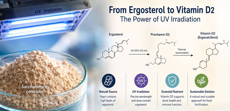 A Review of Optimizing Vitamin D2 Production in Saccharomyces cerevisiae via UV Irradiation Parameters and Yield